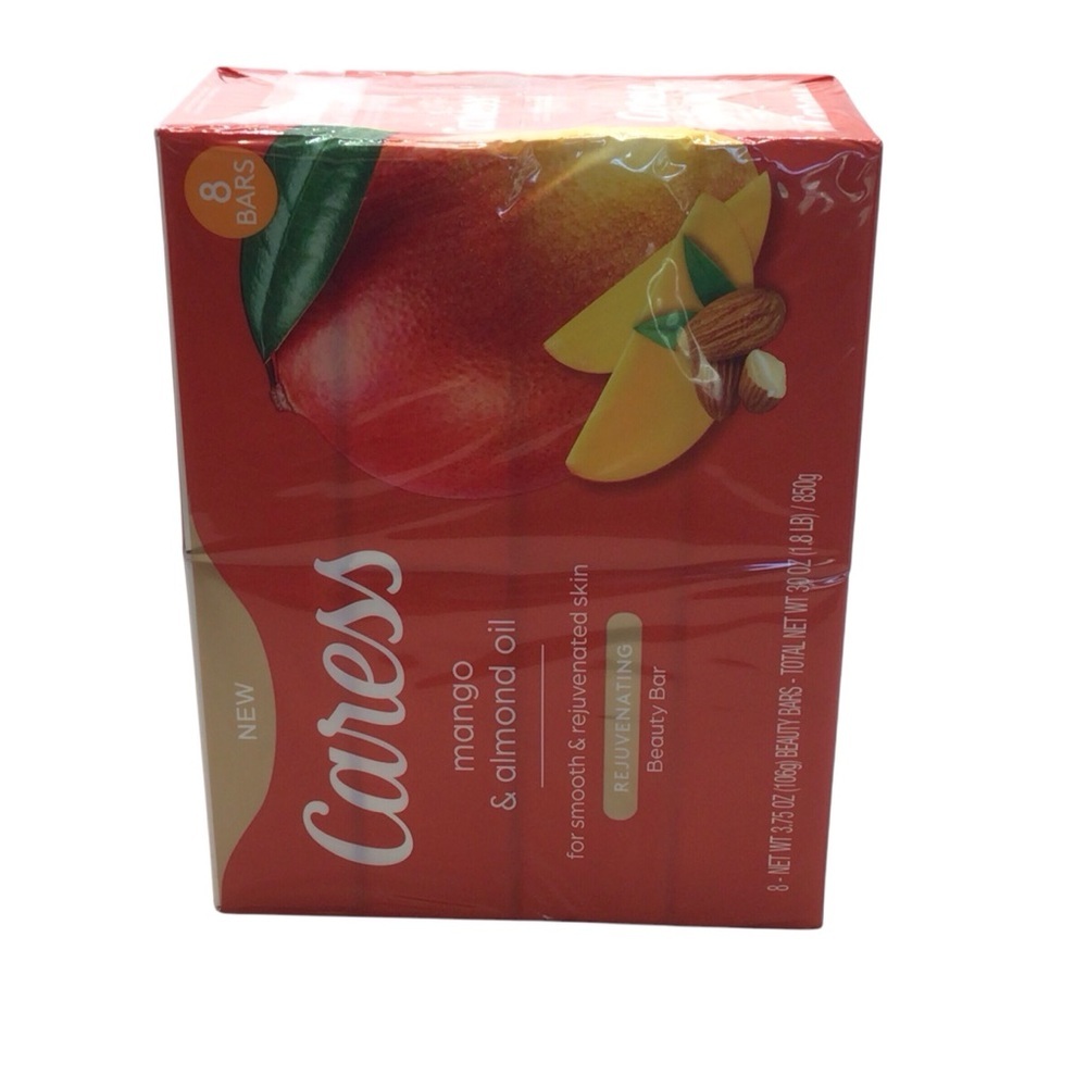 8 Pack Caress Mango & Almond Oil Rejuvenating 3.75 oz Bar Soap - Picture 7 of 9